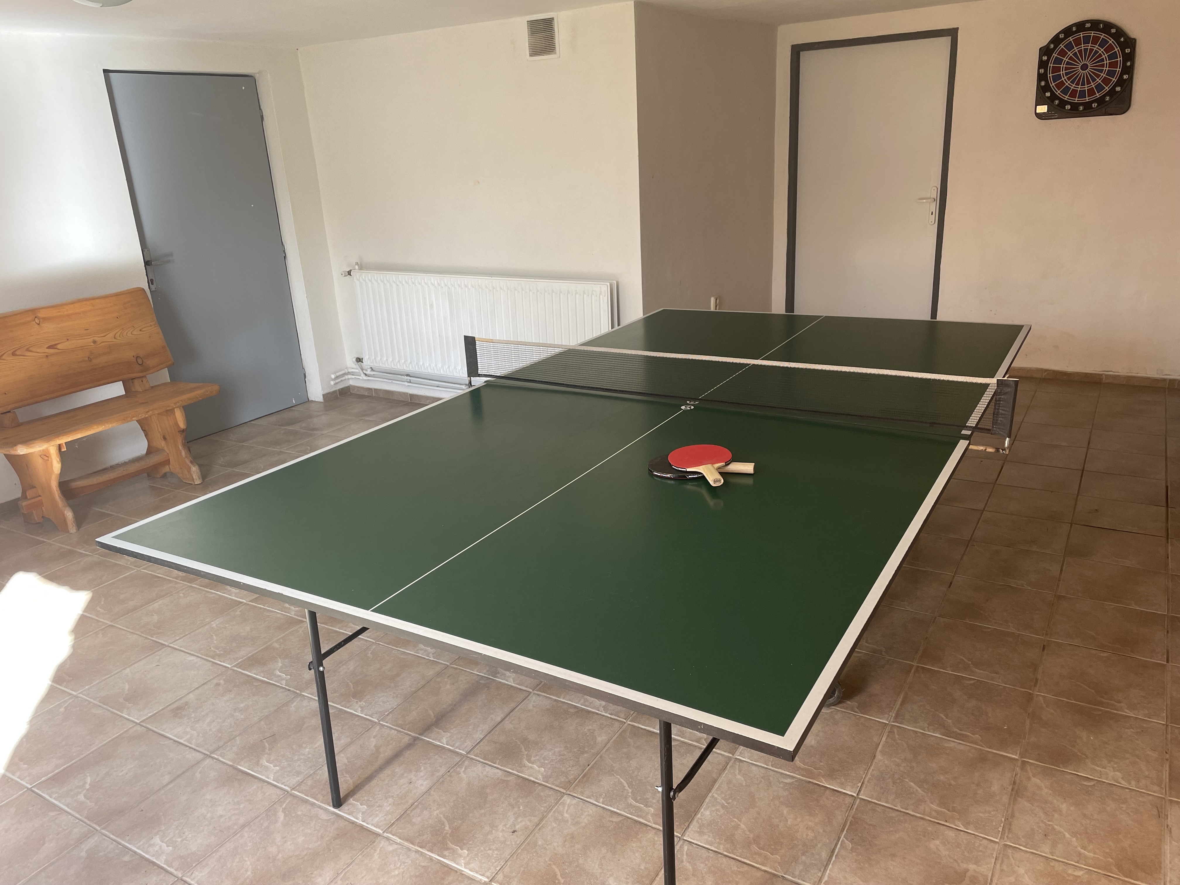 Game room with ping pong table